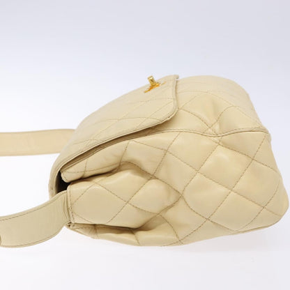 Chanel Vintage CC Flap Crossbody Bag Quilted Lambskin, BEIGE, LEATHER, Shoulder bag
