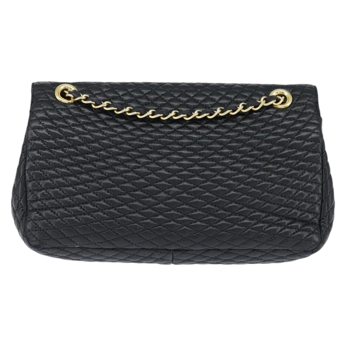 Bally Vintage Chain Shoulder Bag Quilted Leather, BLACK, LEATHER, Shoulder bag