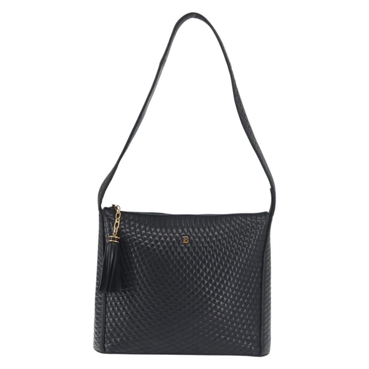 Bally Vintage Shoulder Bag Leather, NAVY, LEATHER, Shoulder bag