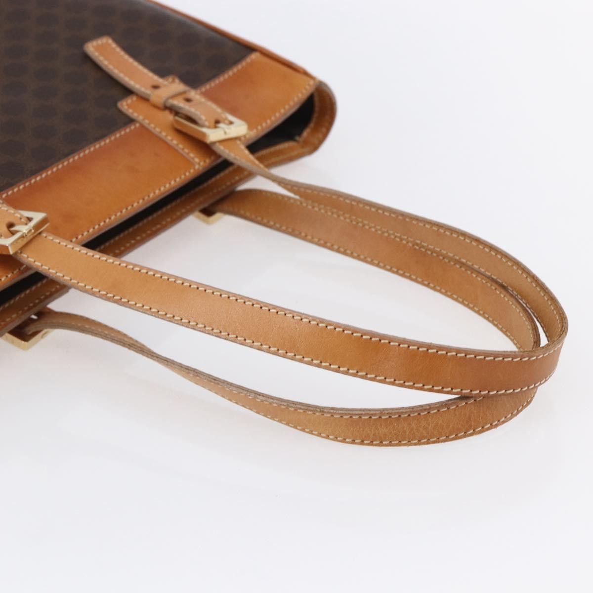 Celine Vintage Macadam Handbag Canvas and Leather, BROWN, CANVAS, Handbag