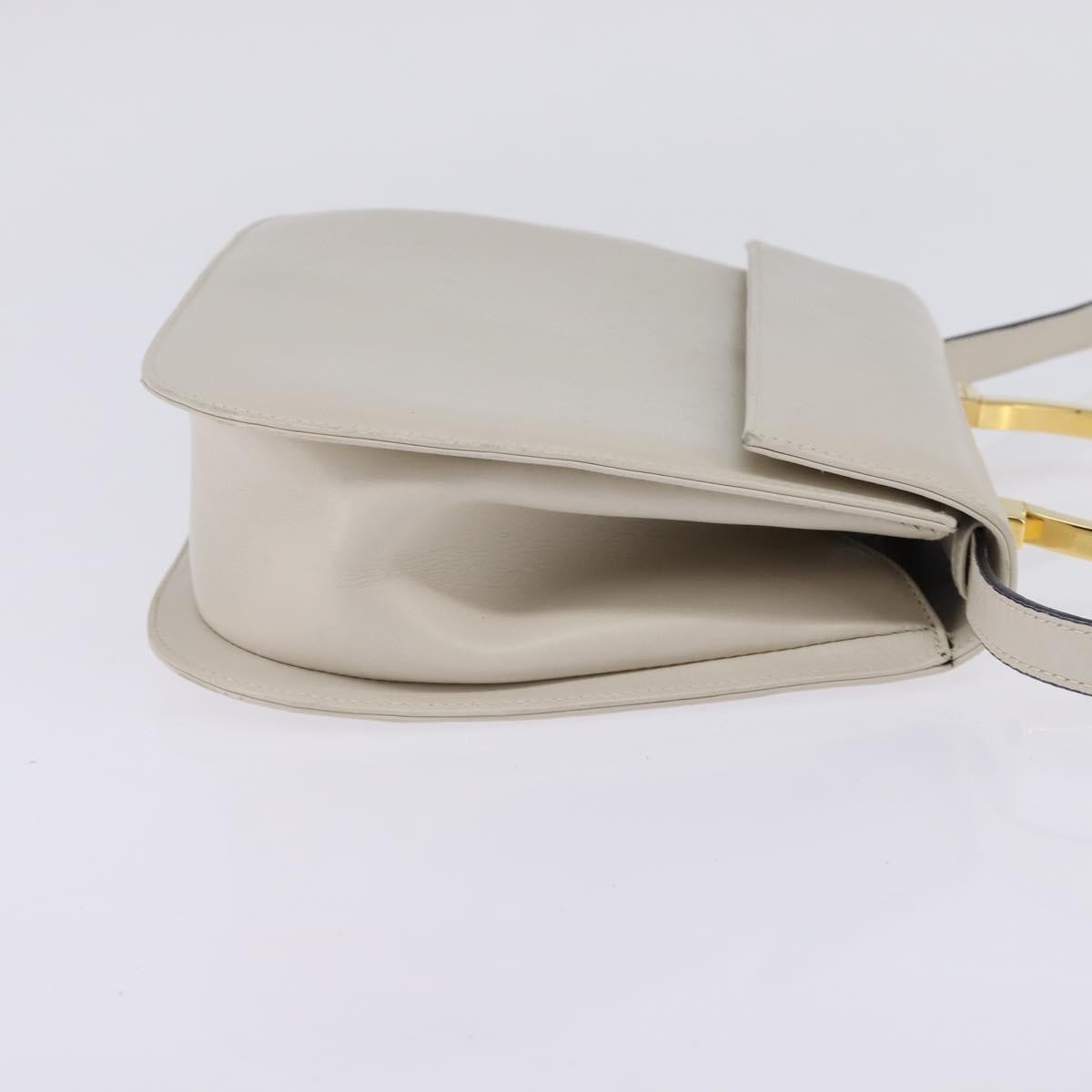 Salvatore Ferragamo Gancini handbag Leather, WHITE, LEATHER, Handbag