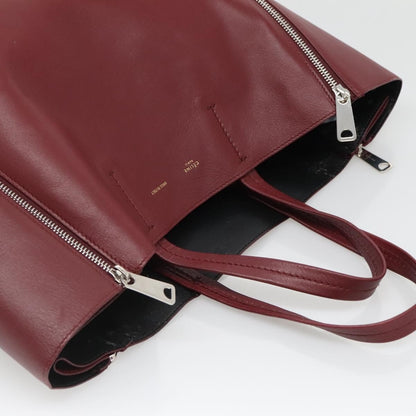Celine Vertical Cabas Tote Leather, RED, LEATHER, Tote bag
