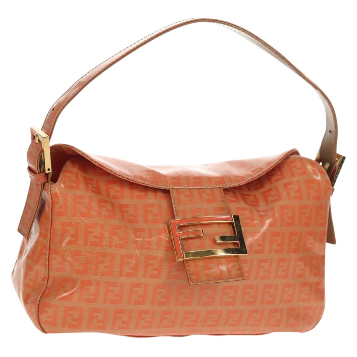 Fendi Mamma baguette Canvas, ORANGE, CANVAS, Shoulder bag