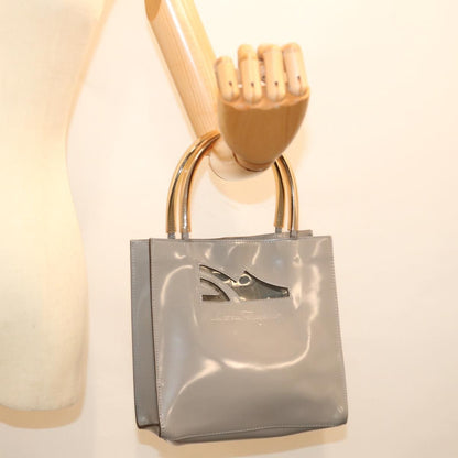 Salvatore Ferragamo Shopper Tote Patent Leather, GRAY, PATENT_LEATHER, Tote bag