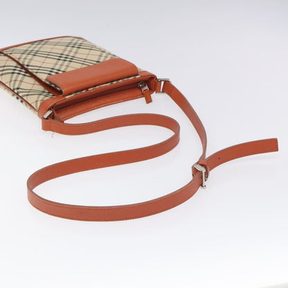 Burberry Front Pocket Messenger Bag Check Embossed Leather, BEIGE, CANVAS, Shoulder bag