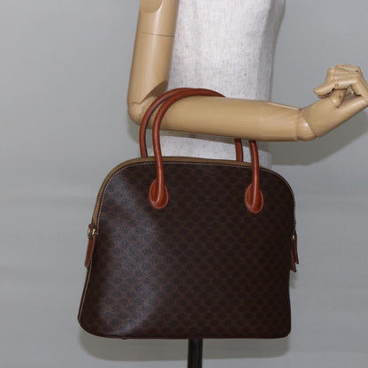 Celine Vintage Macadam Handbag Canvas, BROWN, CANVAS, Handbag