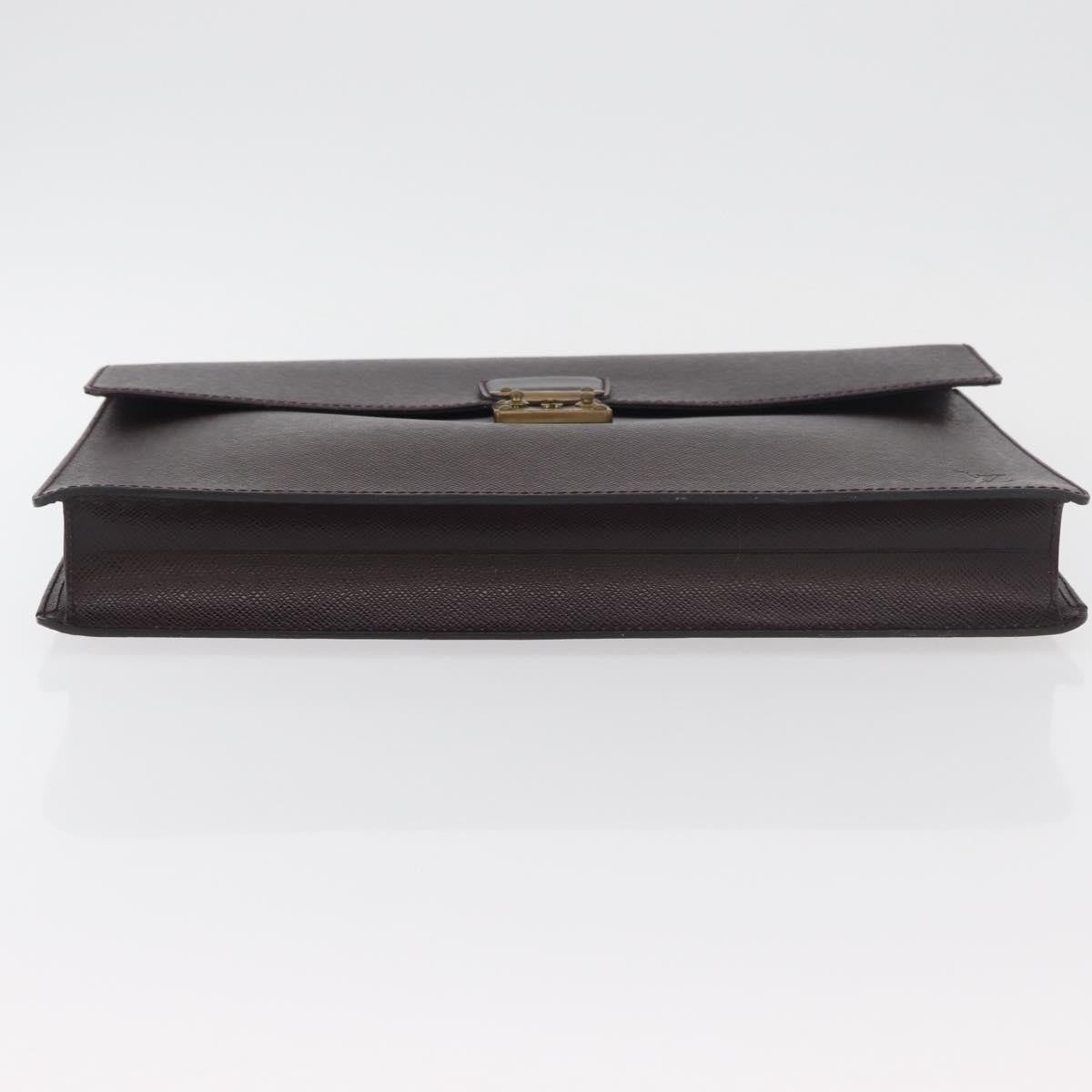Louis Vuitton Serviette Kourad Briefcase Taiga Leather, Burgundy, Leather, Briefcase