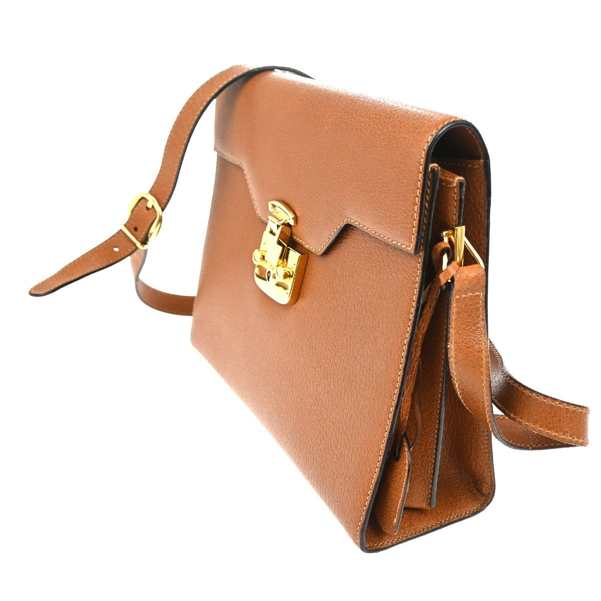 Gucci Vintage Lady Lock Top Handle Bag Leather, Brown, Leather, Shoulder Bag