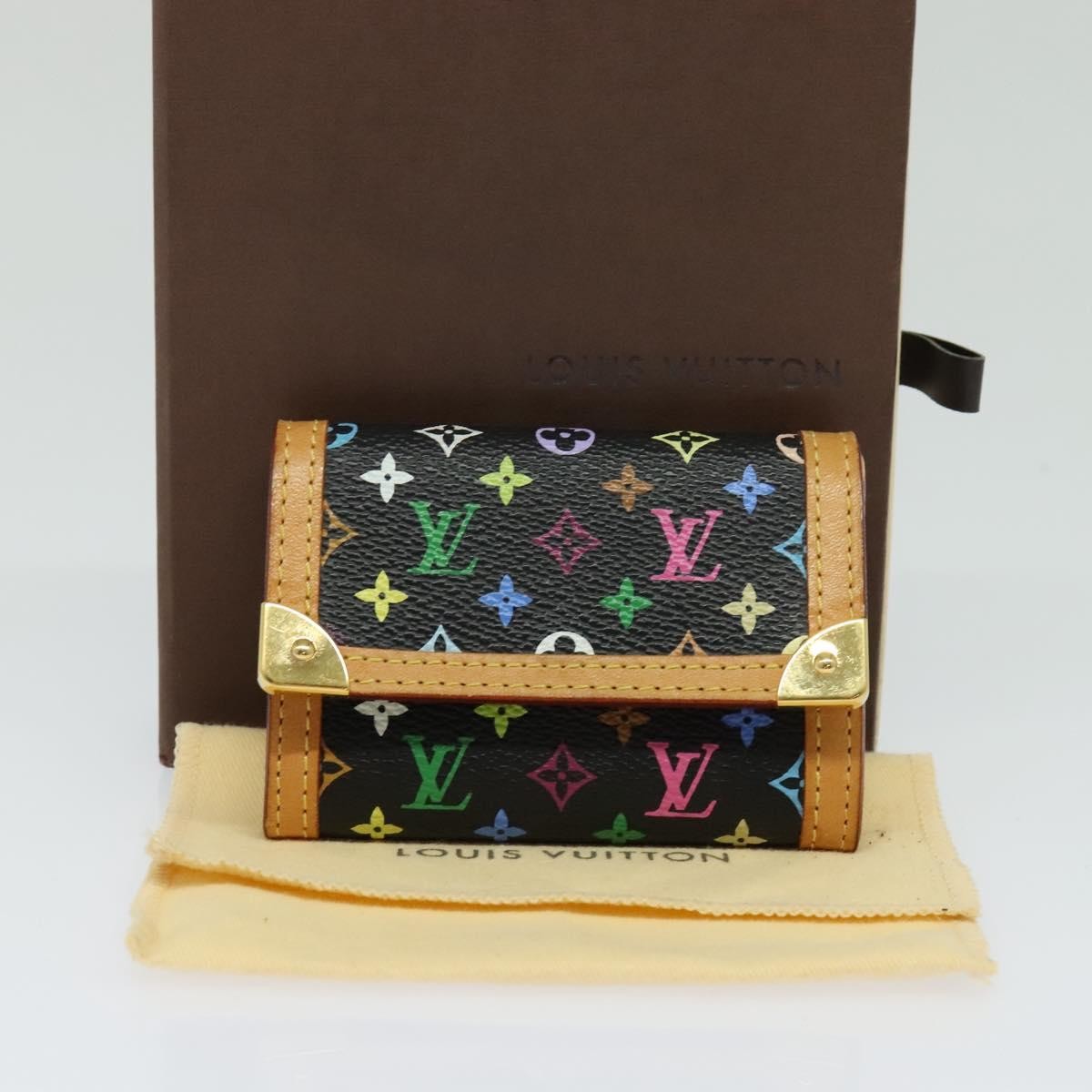 Louis Vuitton Porte-Monnaie Plat Coin Purse Monogram Multicolor, BLACK, CANVAS, Wallets