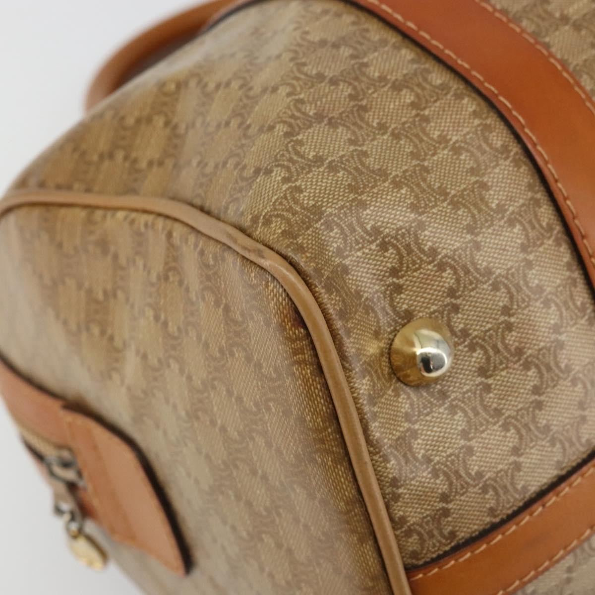 Celine Vintage Macadam Handbag Canvas and Leather, Beige, Canvas, Handbag
