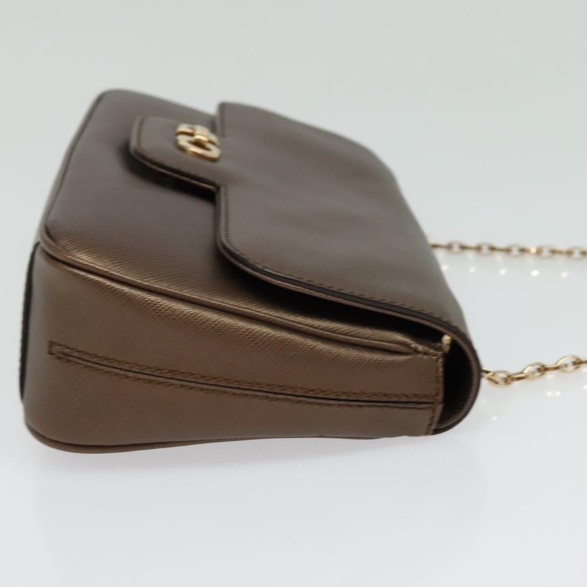 Salvatore Ferragamo Gancini Chain Shoulder bag Leather, BROWN, LEATHER, Shoulder bag