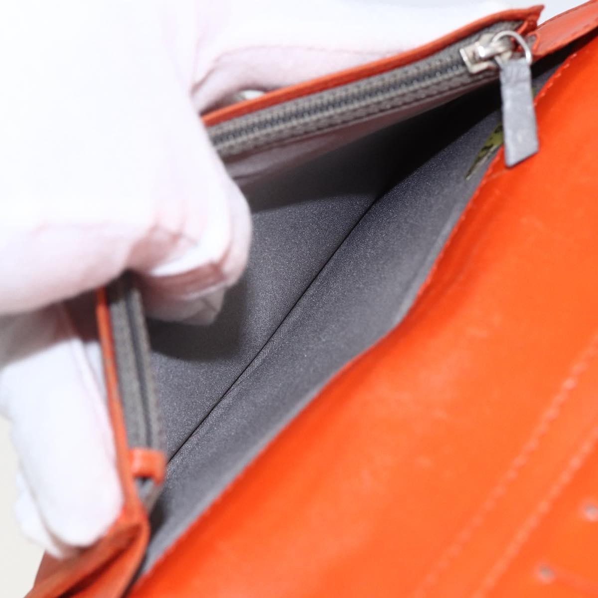 Chanel Lucky Symbols Yen Wallet Embossed Quilted Patent, Orange, Patent Leather, Wallet