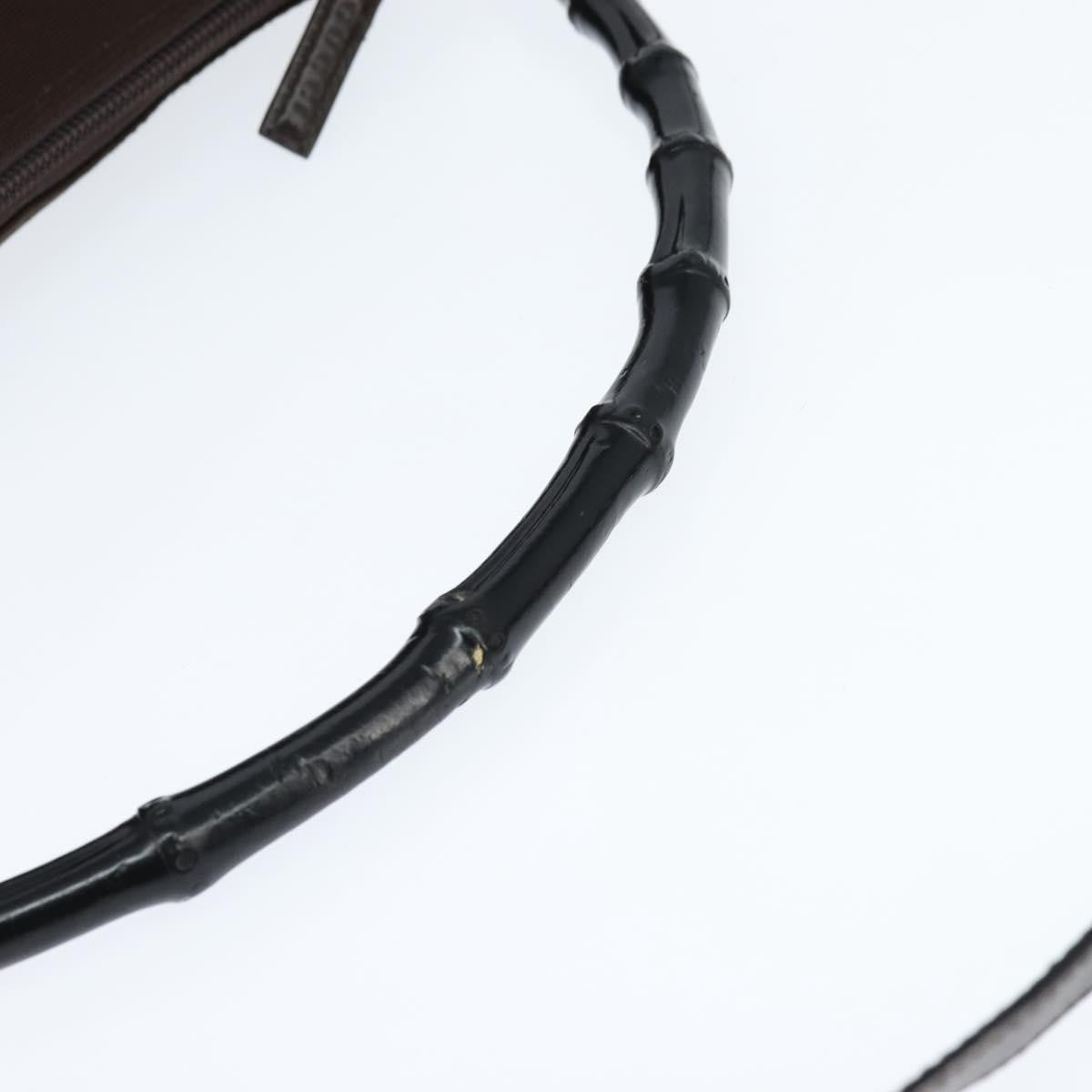 Gucci Vintage Bamboo Handle Bag Nylon, BROWN, NYLON, Handbag