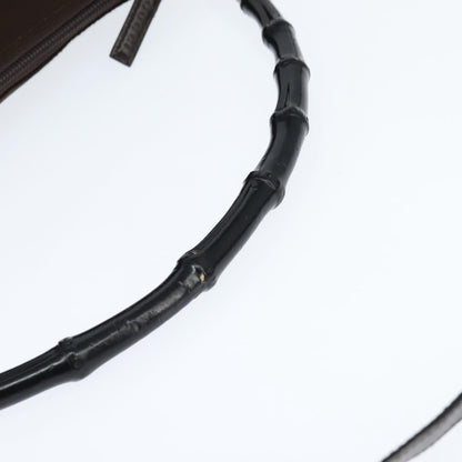 Gucci Vintage Bamboo Handle Bag Nylon, BROWN, NYLON, Handbag