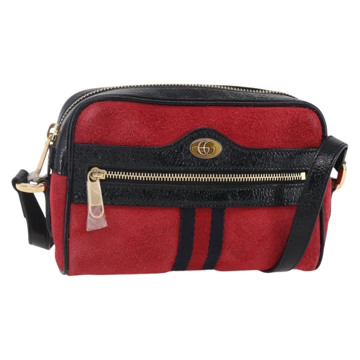 Gucci Ophidia Shoulder Bag Suede, RED, SUEDE, Shoulder bag
