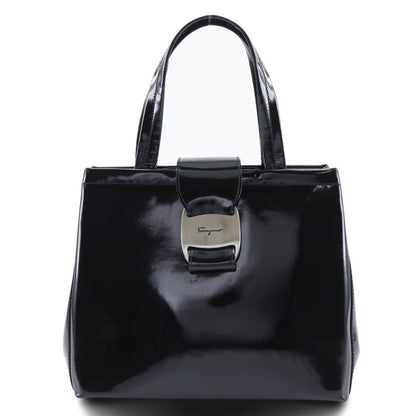 Salvatore Ferragamo Convertible Vara Bow Tote Patent Leather, BLACK, PATENT_LEATHER, Handbag