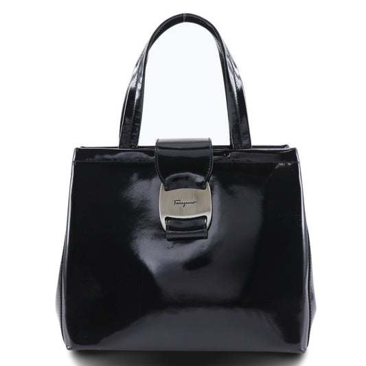 Salvatore Ferragamo Convertible Vara Bow Tote Patent Leather, BLACK, PATENT_LEATHER, Handbag