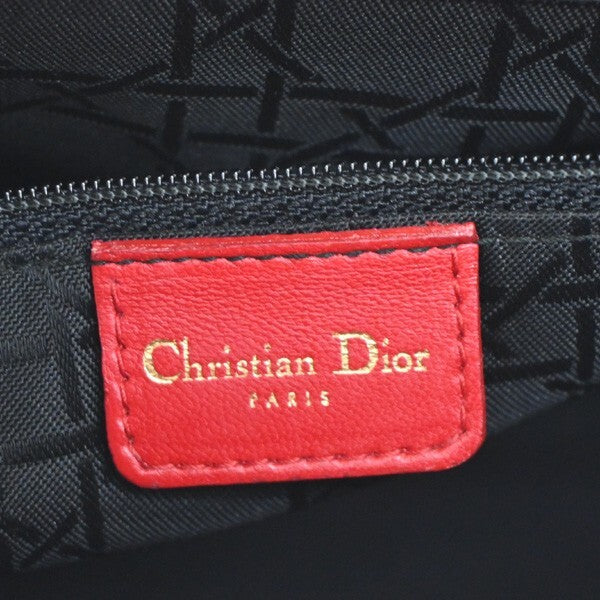Christian Dior Vintage Lady Dior Bag Cannage Quilt Lambskin, Red, Leather, Handbag