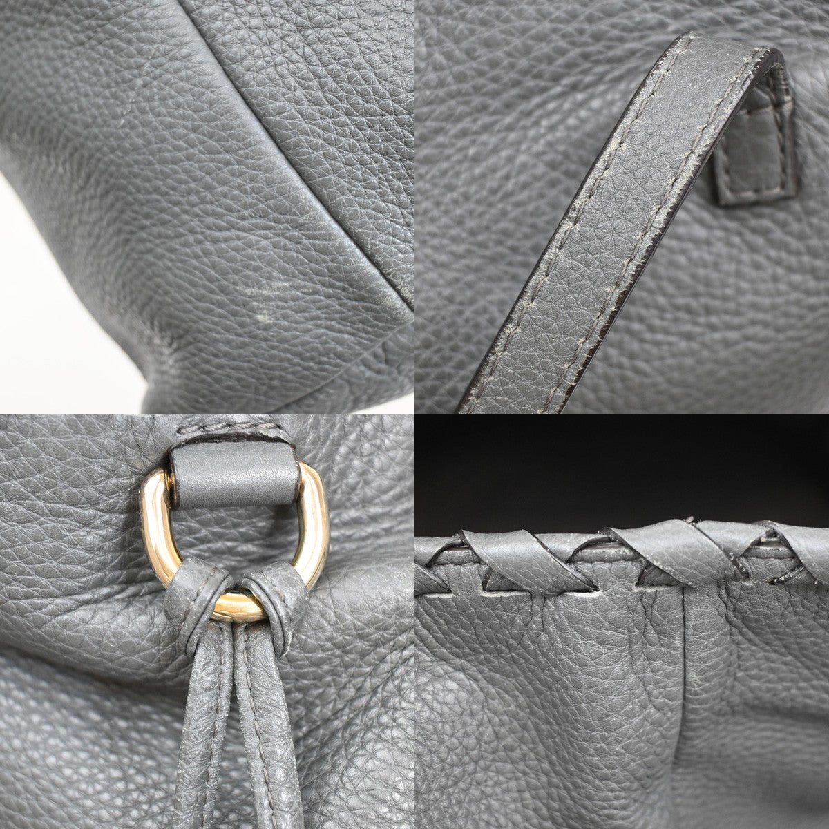 Gucci Bamboo Tassel Tote Leather, GRAY, LEATHER, Tote bag