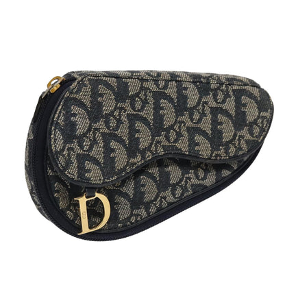 Christian Dior Vintage Saddle Coin Purse Diorissimo Canvas, NAVY, CANVAS, Wallets