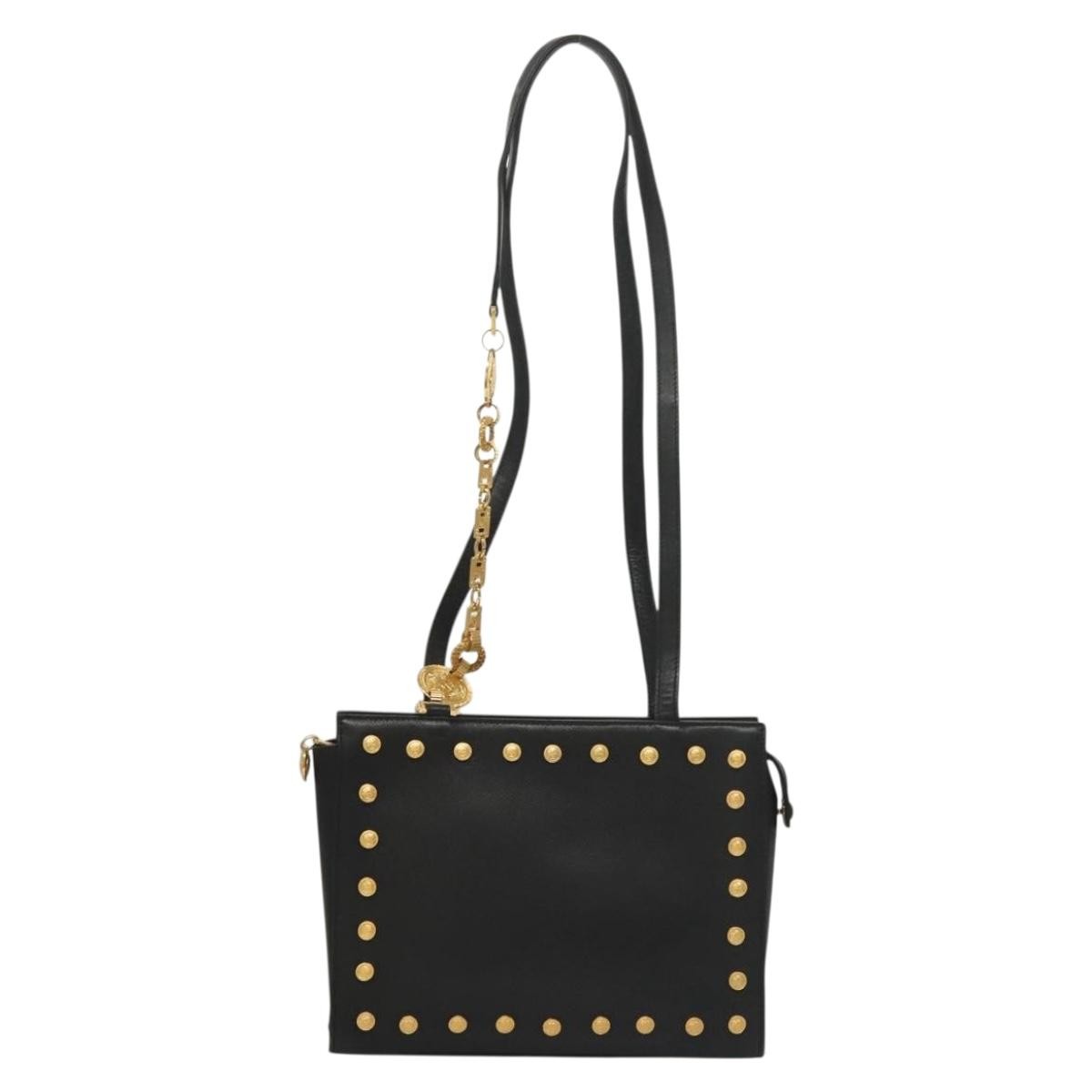 Versace Medusa Shoulder Bag Leather, BLACK, LEATHER, Shoulder bag