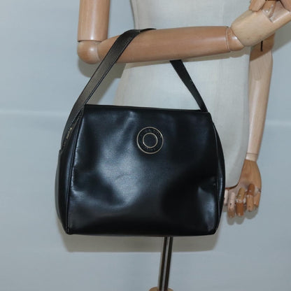 Celine Circle Logo Handbag Leather, BLACK, LEATHER, Handbag