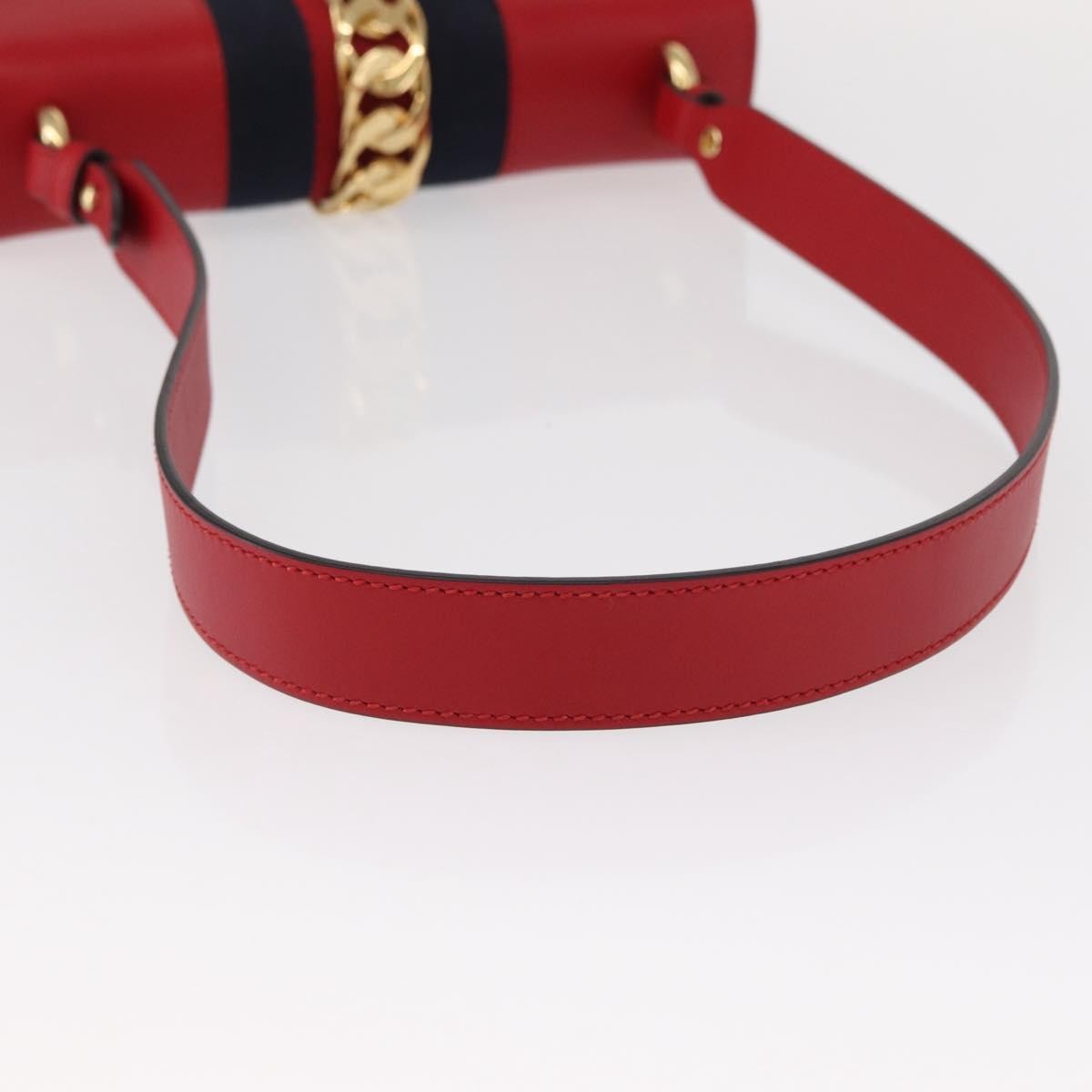 Gucci Sylvie Shoulder Bag Leather, RED, LEATHER, Shoulder bag