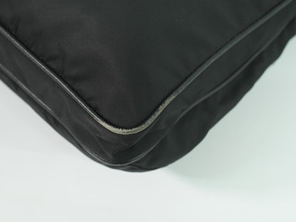 Prada Flat Messenger Bag Tessuto, BLACK, NYLON, Shoulder bag