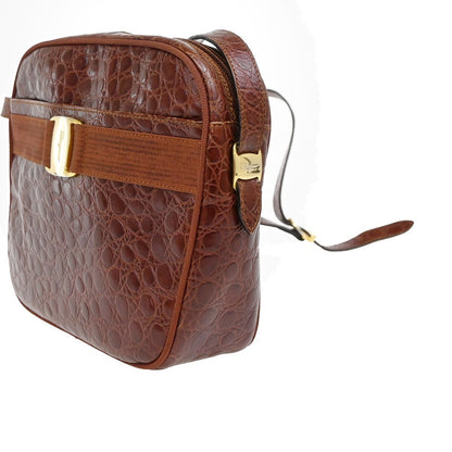 Salvatore Ferragamo Vala Shoulder Bag Leather, BROWN, LEATHER, Shoulder bag