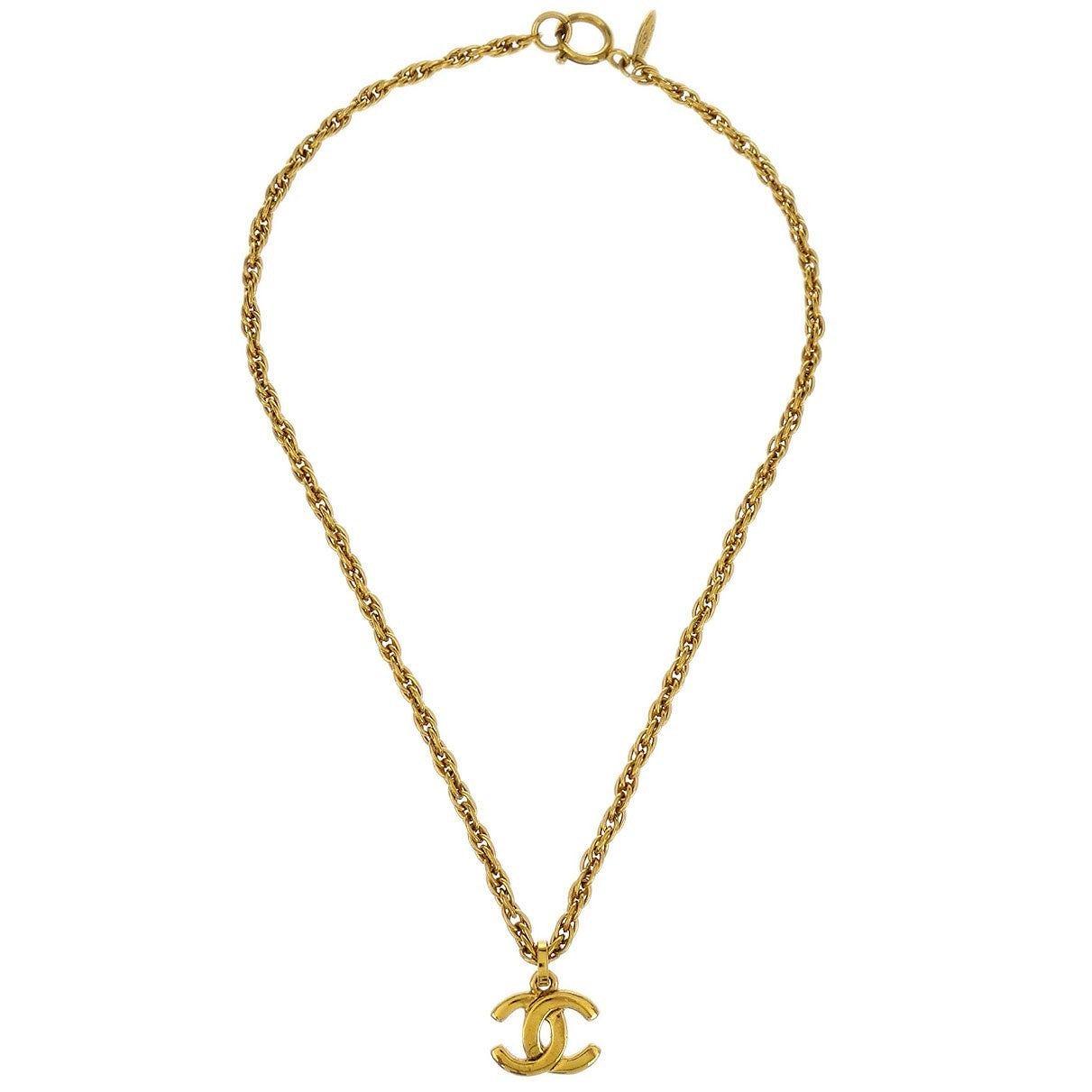 Chanel Vintage CC Pendant Necklace Metal, GOLD, METAL, Necklace
