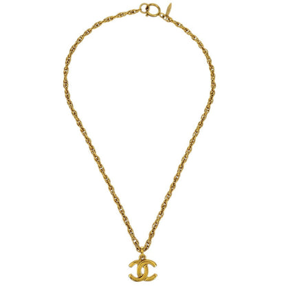 Chanel Vintage CC Pendant Necklace Metal, GOLD, METAL, Necklace
