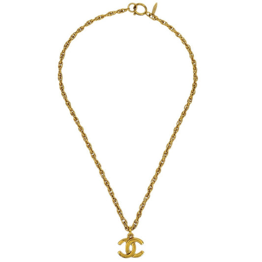 Chanel Vintage CC Pendant Necklace Metal, GOLD, METAL, Necklace