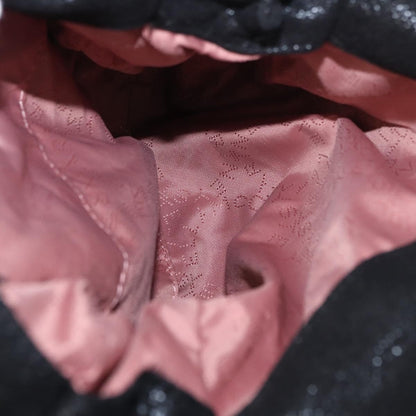 Stella McCartney Falabella Fold Over Bag Shaggy Deer, BLACK, POLYESTER, Shoulder bag