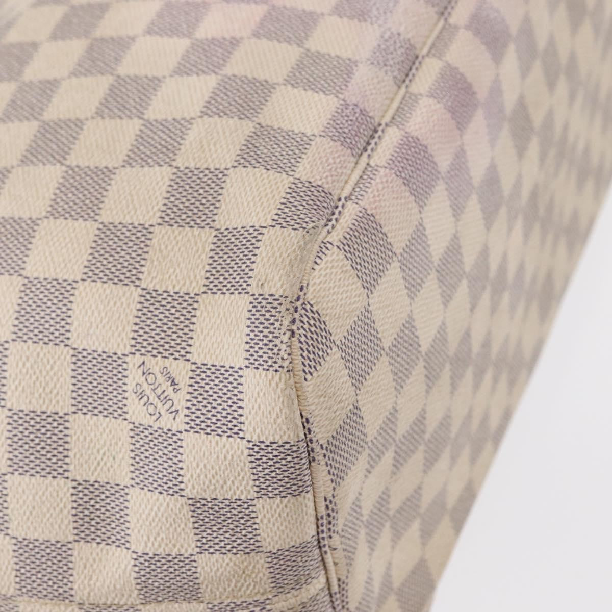 Louis Vuitton Neverfull Tote Damier, WHITE, CANVAS, Tote bag