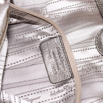 Salvatore Ferragamo Gancini Tote Leather, SILVER, LEATHER, Tote bag