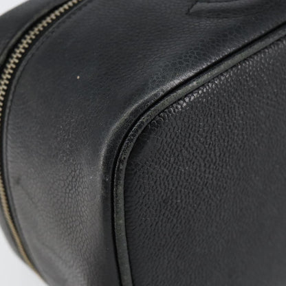 Chanel Vintage Cosmetic Case Leather, BLACK, LEATHER, Clutche & pouche
