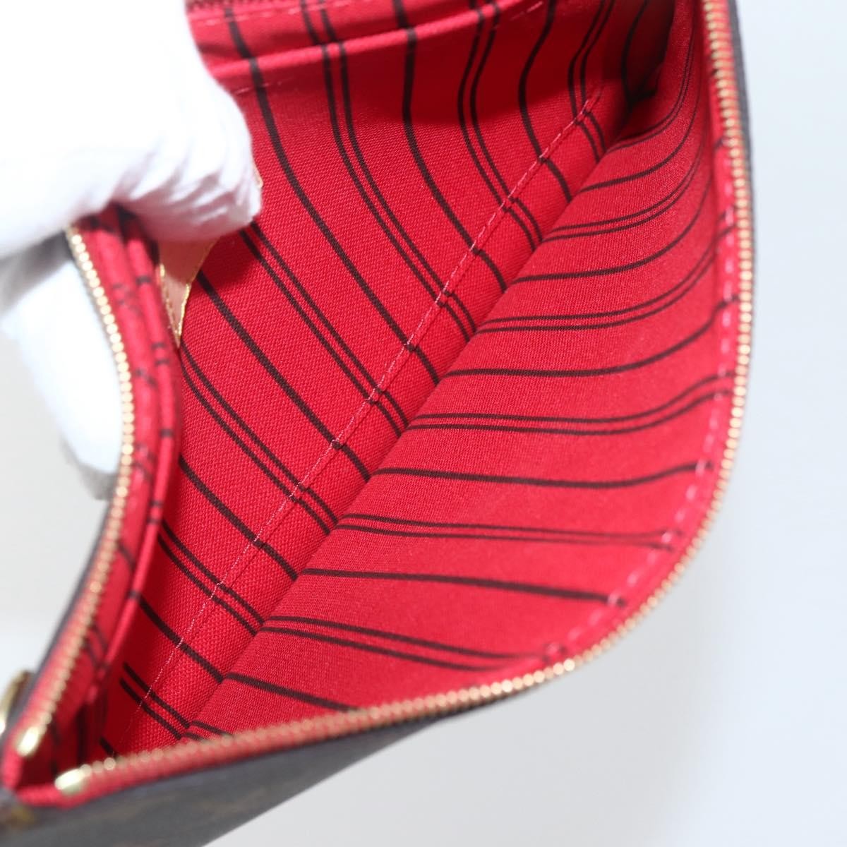 Louis Vuitton Neverfull Pochette Monogram Canvas, BROWN, CANVAS, Tote bag