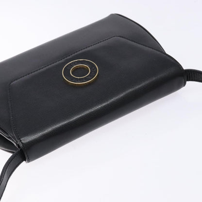 Celine Vintage Circle Logo Crossbody Bag Leather, BLACK, LEATHER, Crossbody bag