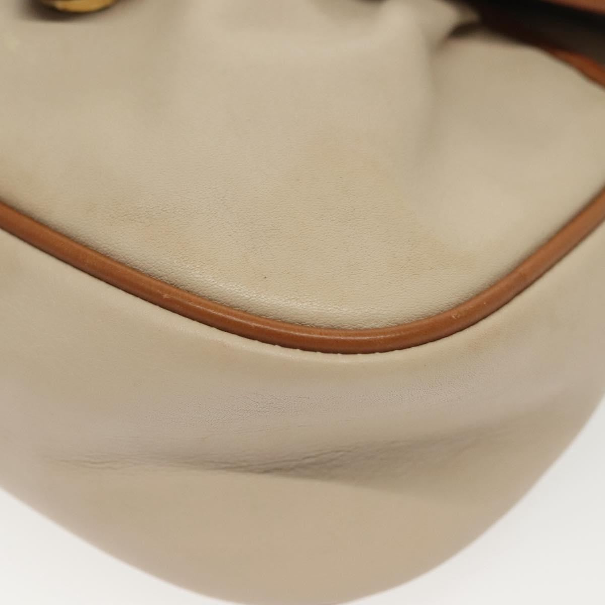 Celine Flap Shoulder Bag Leather, BEIGE, LEATHER, Shoulder bag
