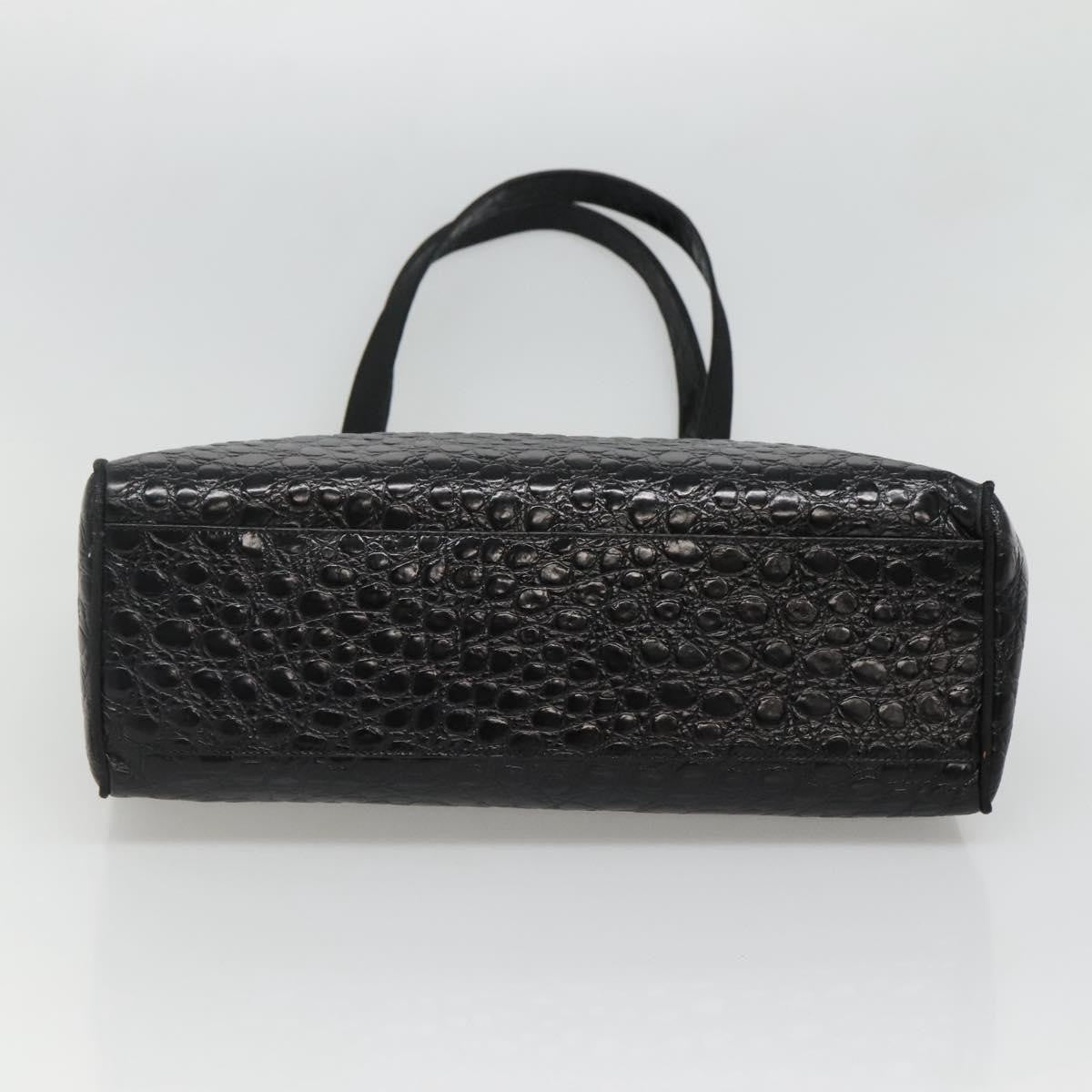 Salvatore Ferragamo Vintage Vara Bow Tote Lizard Embossed Leather, BLACK, LEATHER, Tote bag