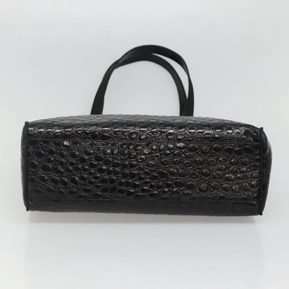 Salvatore Ferragamo Vintage Vara Bow Tote Lizard Embossed Leather, BLACK, LEATHER, Tote bag