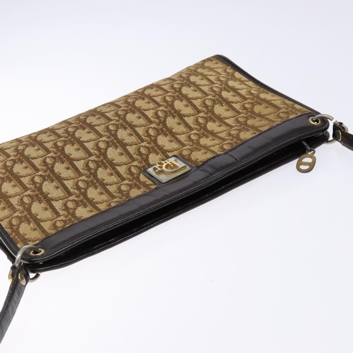 Christian Dior Vintage Trotter Shoulder Bag Canvas, BROWN, CANVAS, Shoulder bag