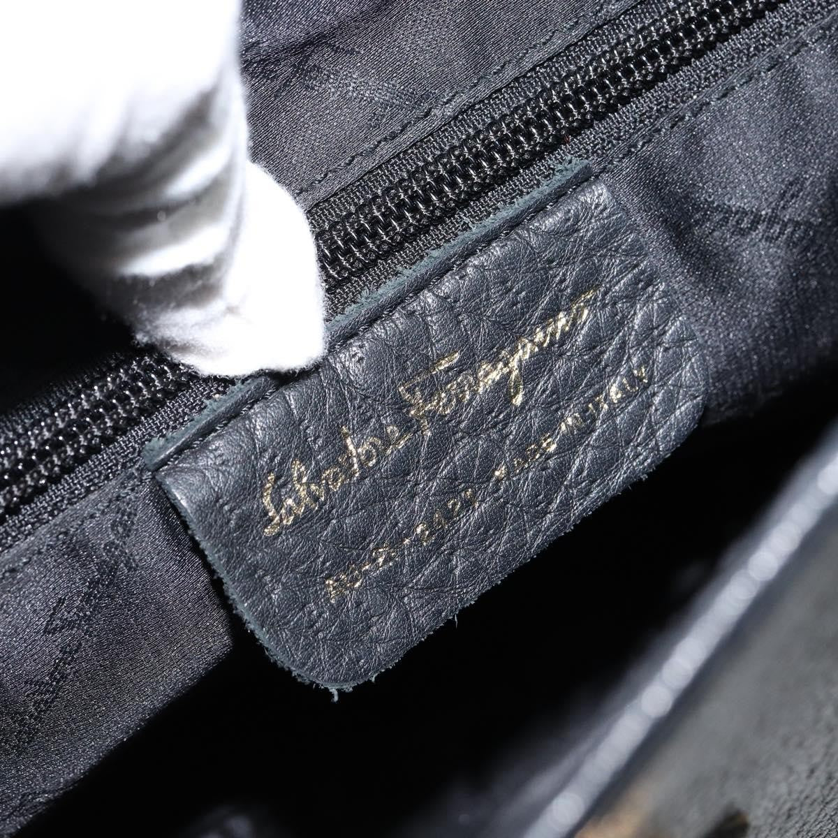 Salvatore Ferragamo Gancini Shoulder Bag Leather, BLACK, LEATHER, Shoulder bag