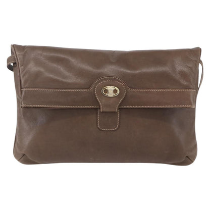 Celine Vintage Shoulder Bag Leather, BROWN, LEATHER, Shoulder bag