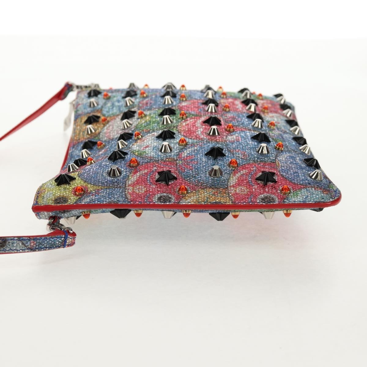 Christian Louboutin Loubiclutch Spiked Printed Leather, RED, CANVAS, Shoulder bag