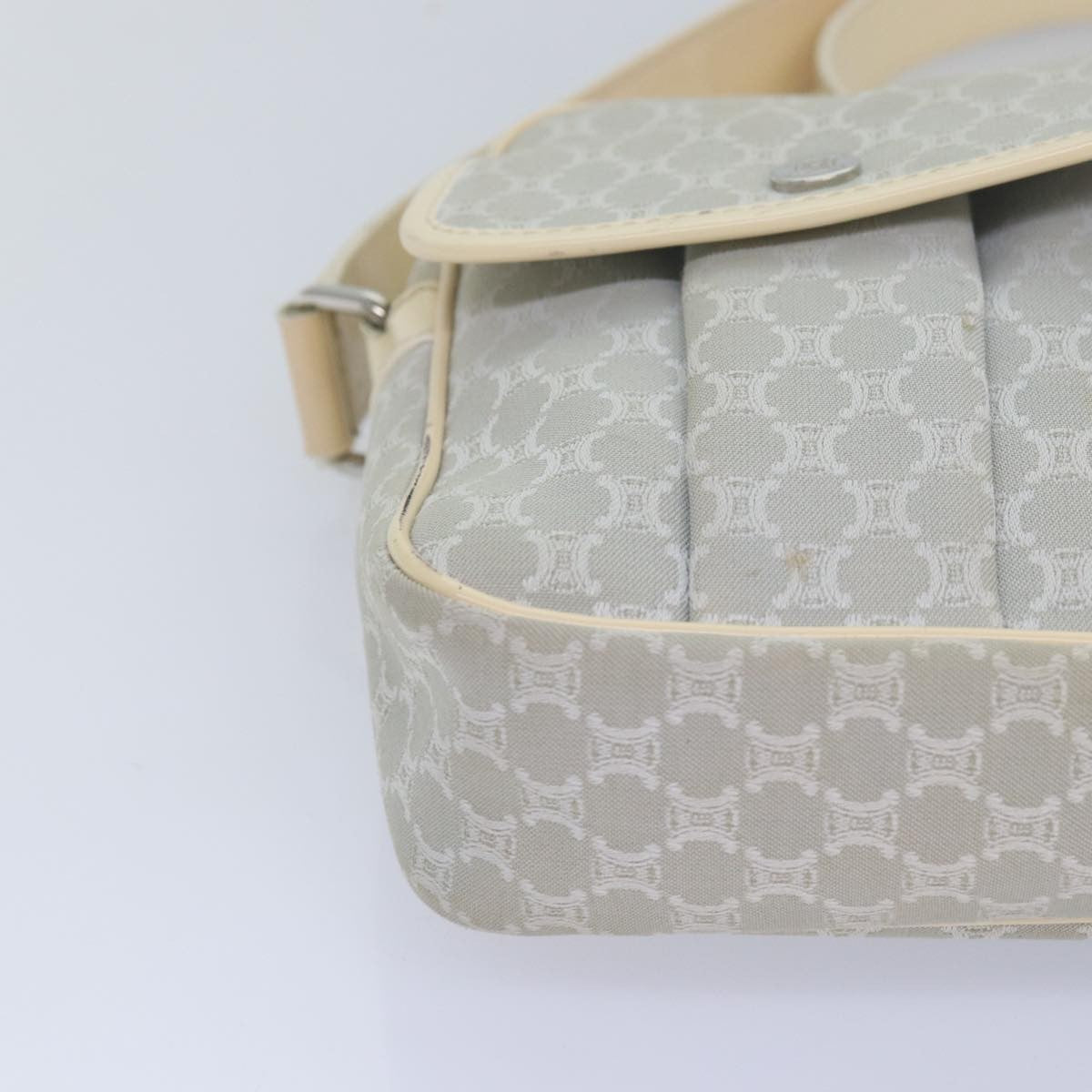 Celine Vintage Macadam Shoulder Bag Canvas and Leather, GRAY, CANVAS, Shoulder bag