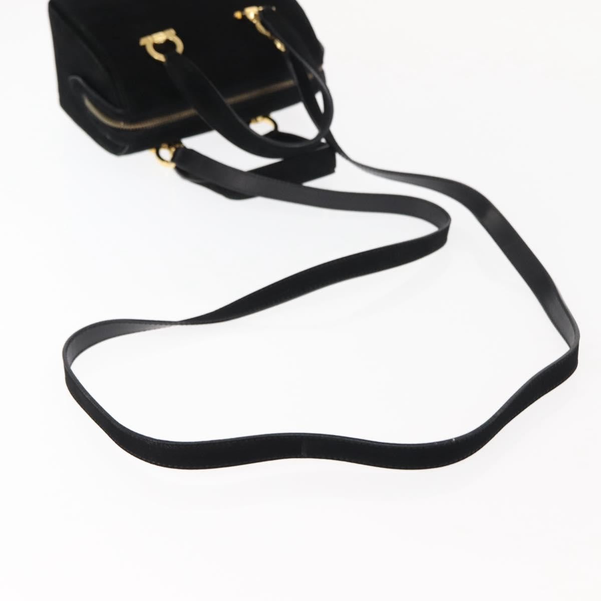 Salvatore Ferragamo Gancini mini handbag Canvas, BLACK, SUEDE, Handbag