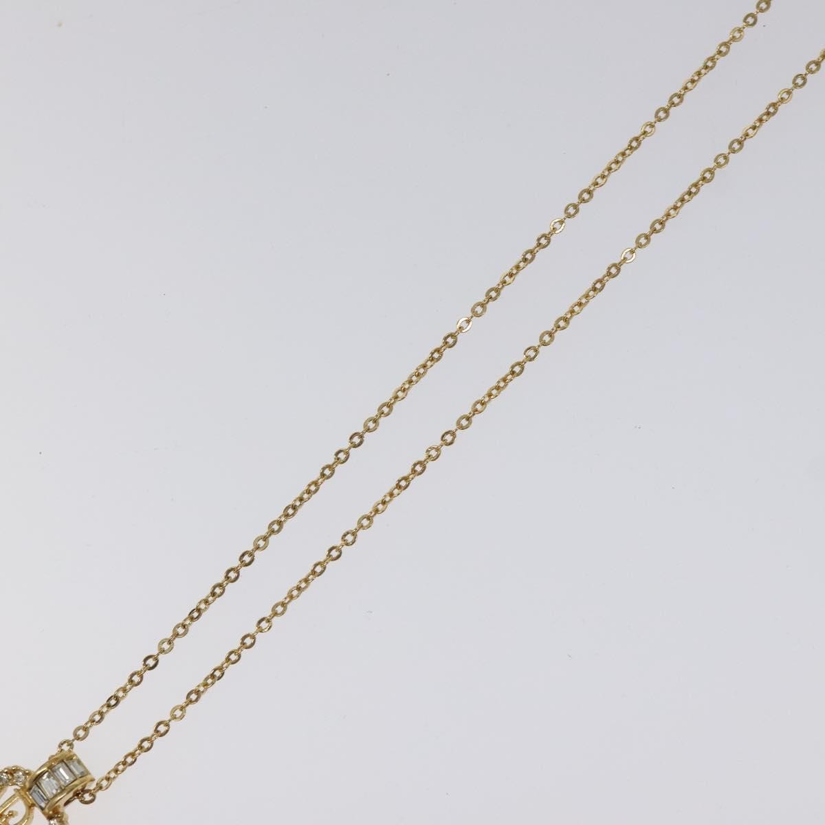 Christian Dior Logo Heart Pendant Necklace Metal with Crystal, GOLD, METAL, Necklace