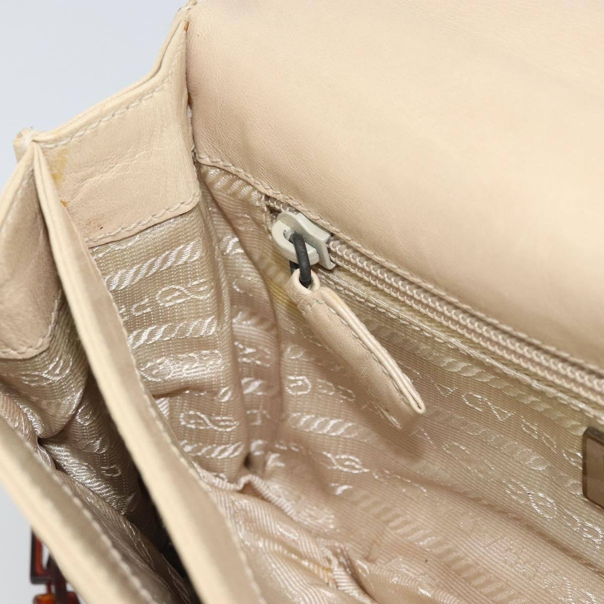 Prada Flap Shoulder Bag Leather, BEIGE, LEATHER, Shoulder bag