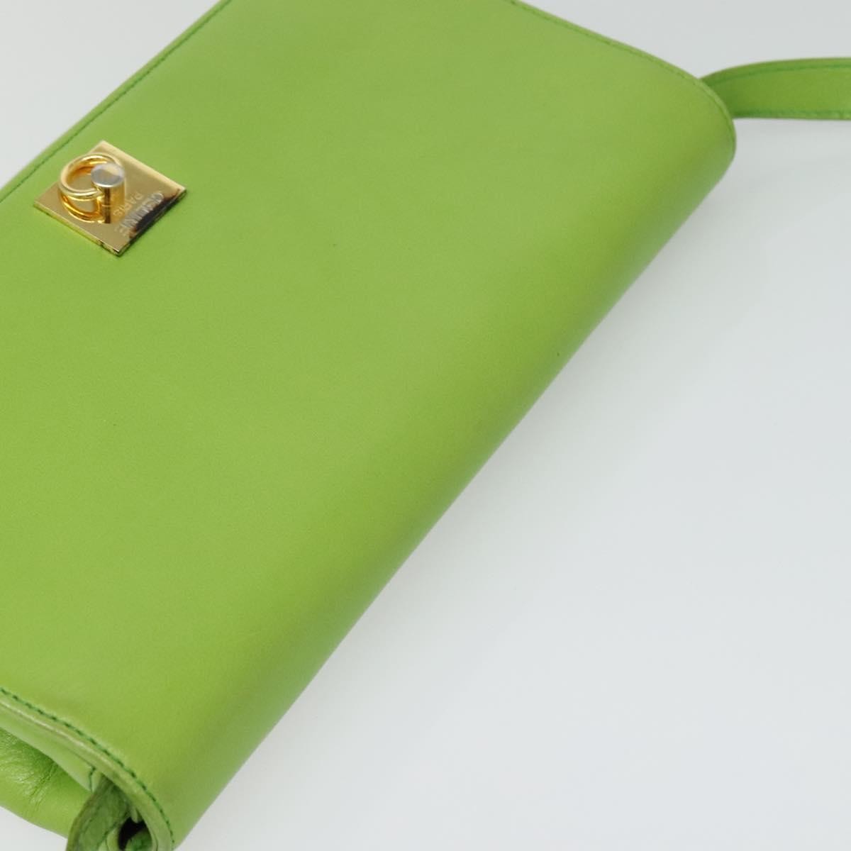 Celine Flap Shoulder Bag Leather, GREEN, LEATHER, Shoulder bag